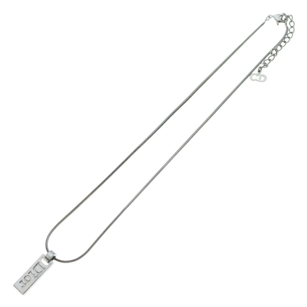 Dior Logo Bar Pendant Snake Chain Silver — view 2