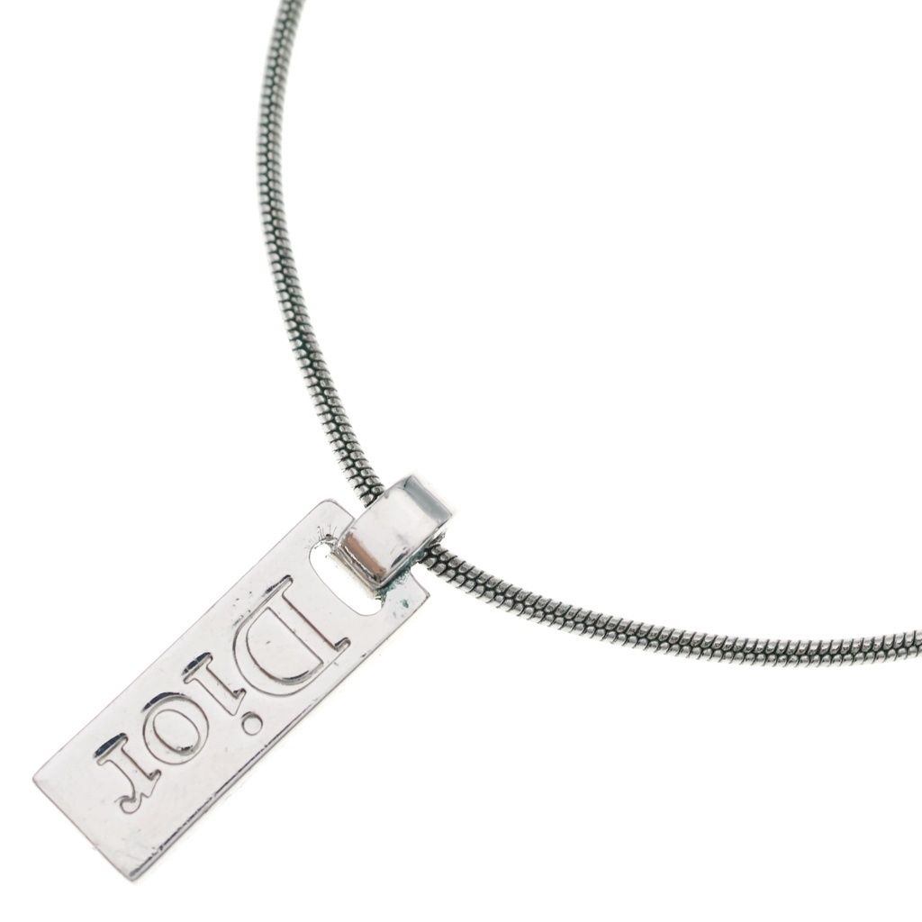 Dior Logo Bar Pendant Snake Chain Silver