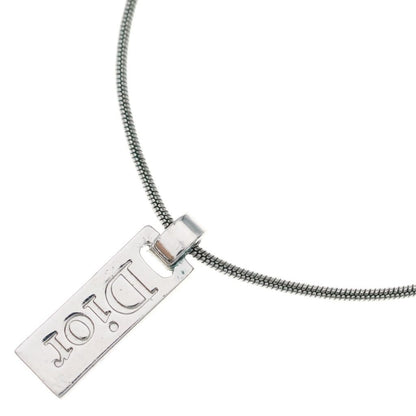 Dior Logo Bar Pendant Snake Chain Silver