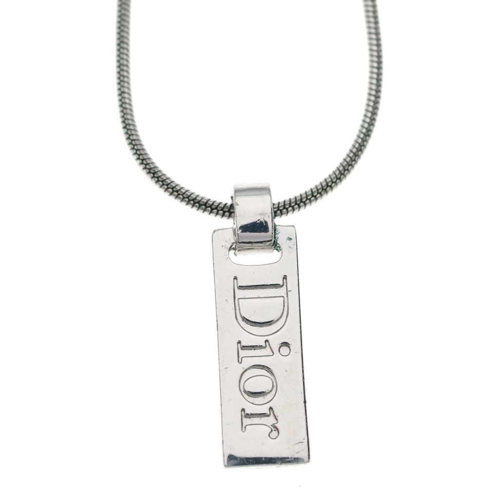 Dior Logo Bar Pendant Snake Chain Silver — view 3
