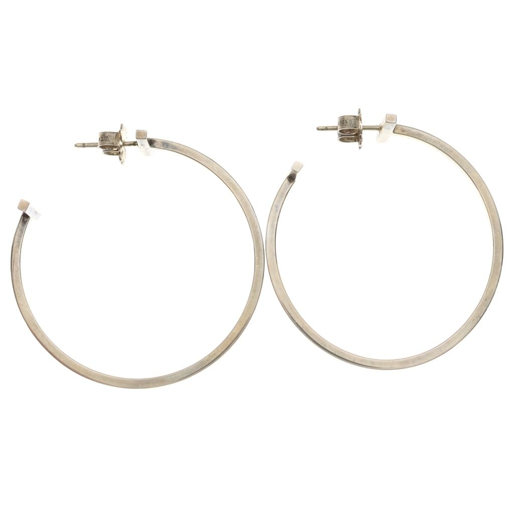Tiffany & Co T Wire Hoop Earrings Silver — view 4