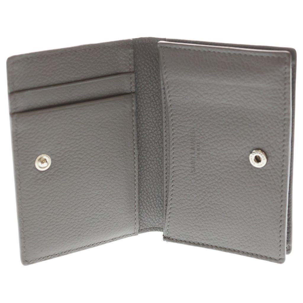 Saint Laurent Paris Tiny Wallet Logo Print Leather Bifold Gray — view 4