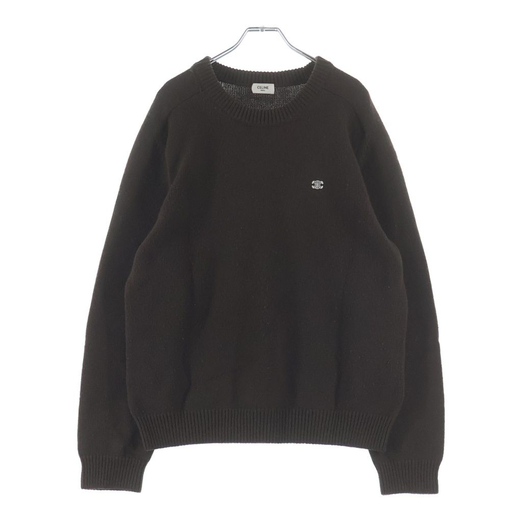 Celine Triomphe Long Sleeve Knit Brown Sweater