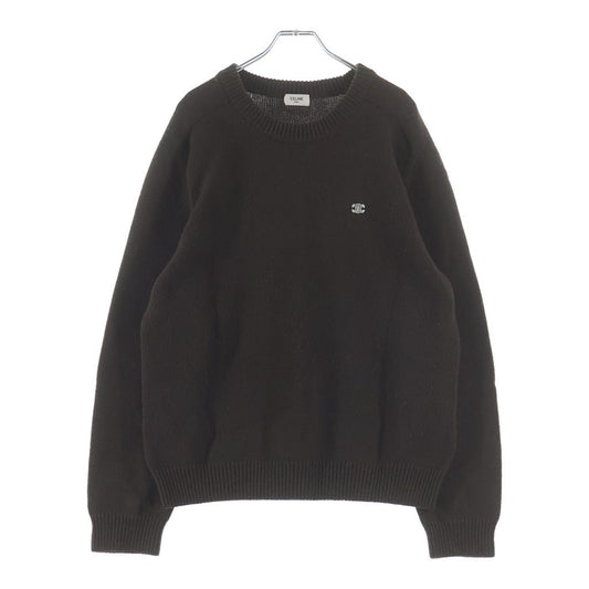 Celine Triomphe Long Sleeve Knit Brown Sweater