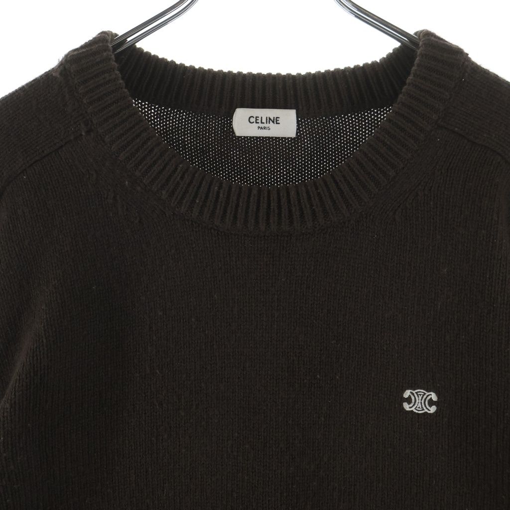 Celine Triomphe Long Sleeve Knit Brown Sweater — view 3