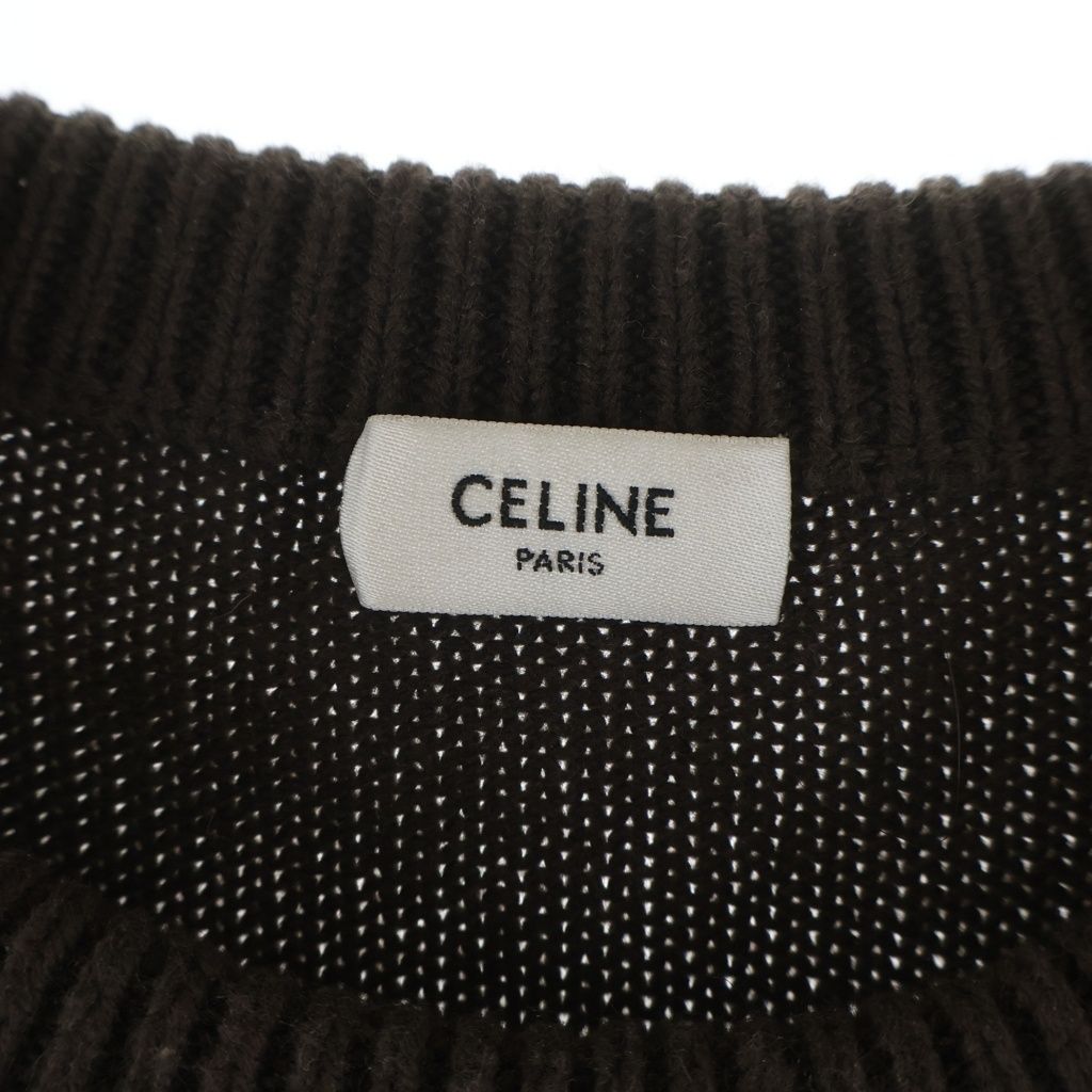 Celine Triomphe Long Sleeve Knit Brown Sweater — view 7
