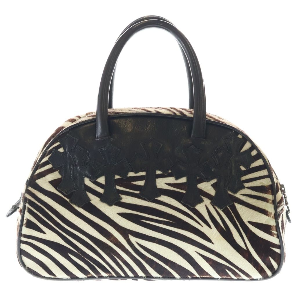 Chrome Hearts Gym Small Bag Zebra Pattern Gym Bag Small Leather Handbag White