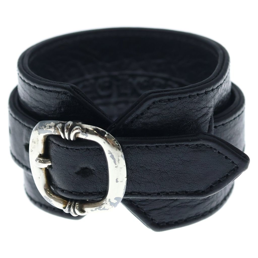Chrome Hearts RR Tiny Buckle Gunslinger Rock'n'roll Leather Bracelet Black