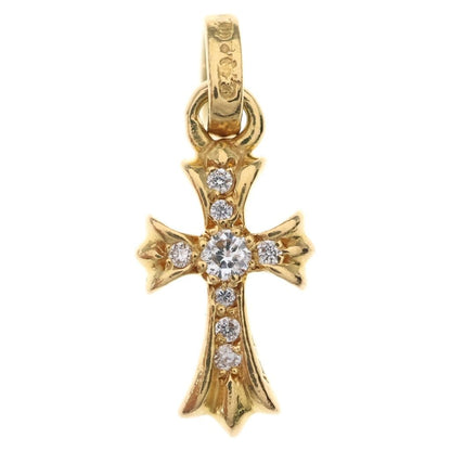 Chrome Hearts 22k Crs Baby Fat P Dia Fat Cross Pave Diamond Pendant Gold