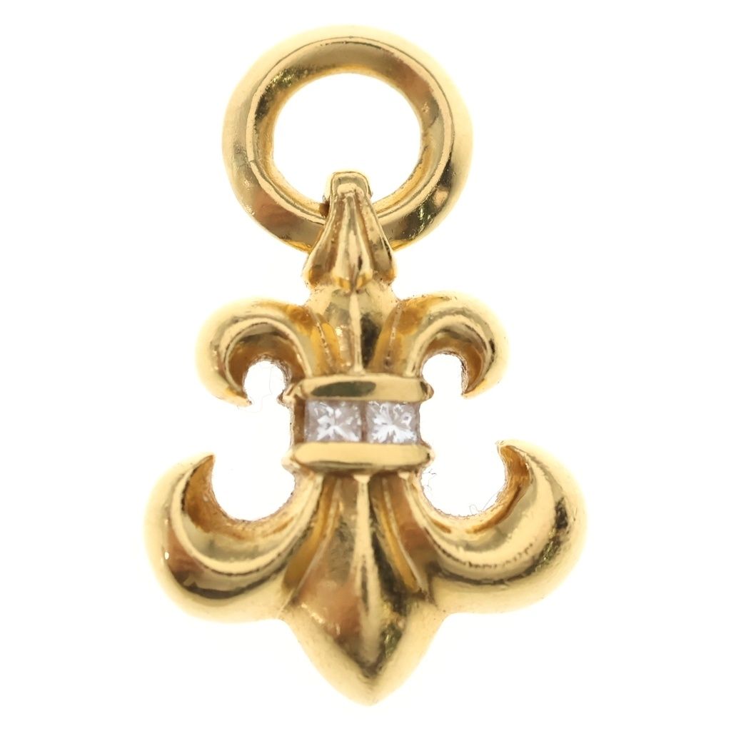 Chrome Hearts 22k BS Fluer Charm P D BS Flare Pave Diamond Pendant Gold