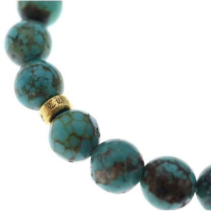 Chrome Hearts 22k 10 Beed 10 Turquoise Beads Pave Diamond Gold Bracelet — view 5