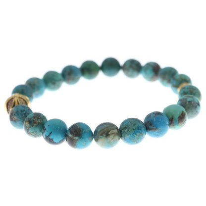 Chrome Hearts 22k 10 Beed 10 Turquoise Beads Pave Diamond Gold Bracelet — view 4