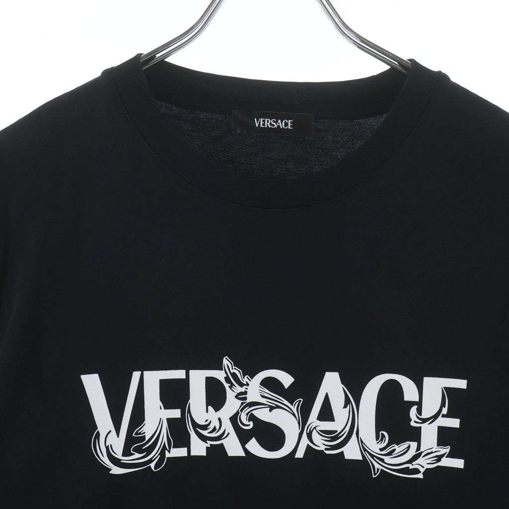 Versace Front Logo Print Crew Neck Short Sleeve T-Shirt Black — view 3