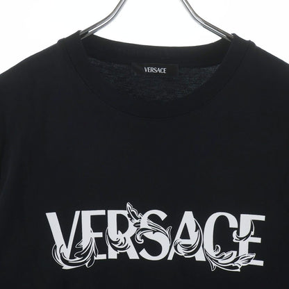 Versace Front Logo Print Crew Neck Short Sleeve T-Shirt Black — view 3