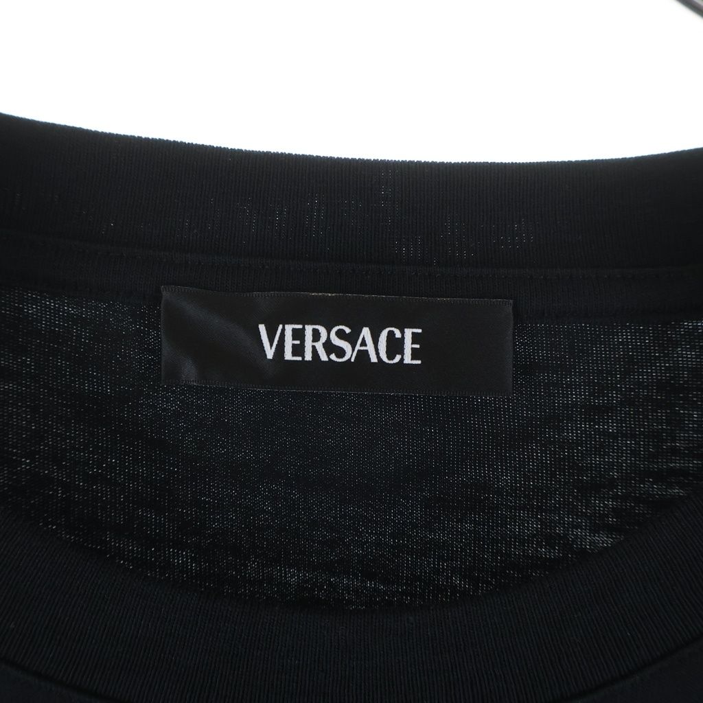 Versace Front Logo Print Crew Neck Short Sleeve T-Shirt Black — view 6