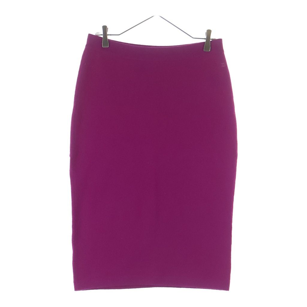Chanel CC Logo Button Ensemble Skirt Knee Length Purple 42