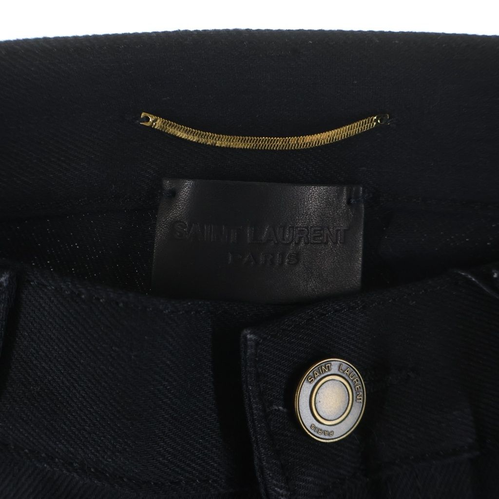 Saint Laurent Paris Skinny Denim Pants Black 26 — view 6