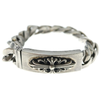 Chrome Hearts ID Floral Crs Cross ID Classic Link Bracelet Silver