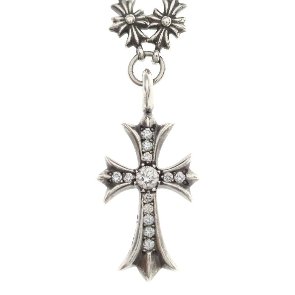 Chrome Hearts Tiny CH Pls Crs Fat Cross CH Plus Necklace Chain Pave Diamond — view 3