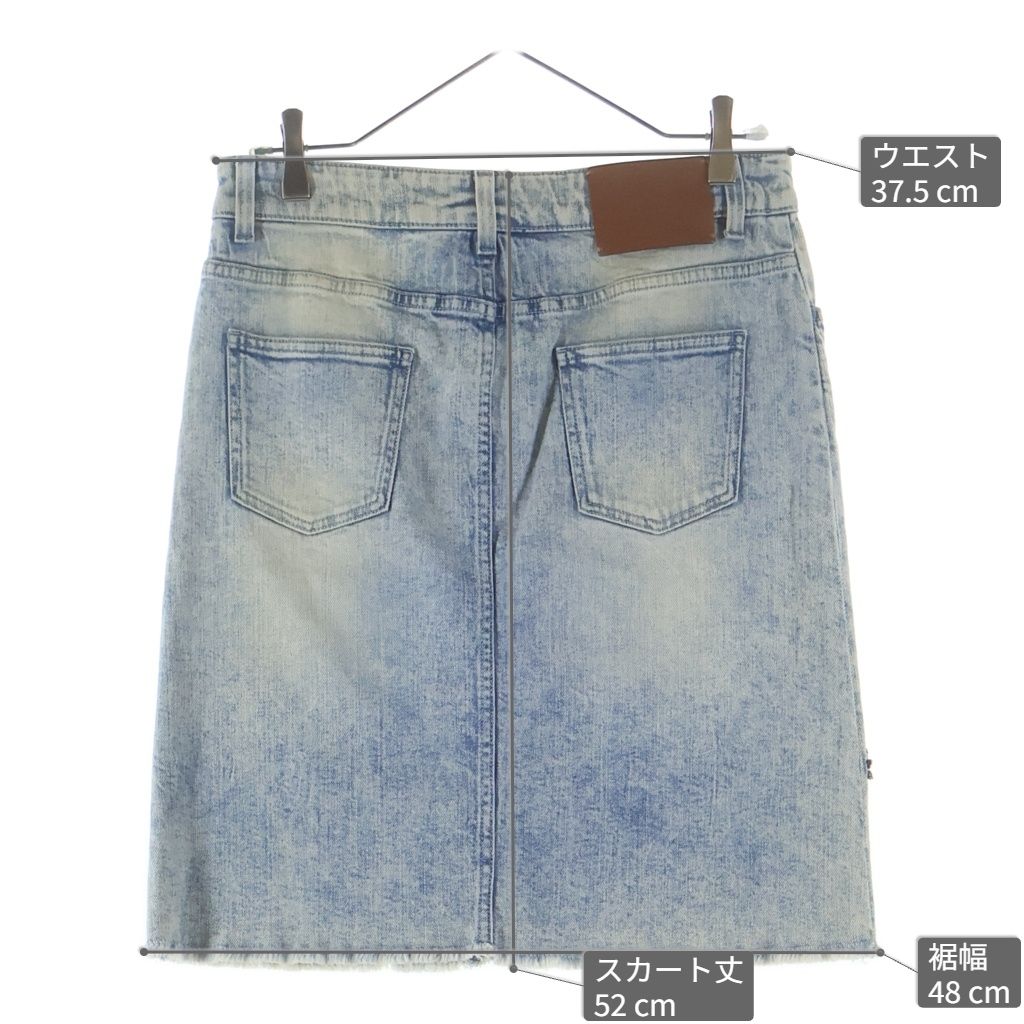 Gucci Studded Flower Denim Knee Length Skirt Indigo Blue 40 — view 9