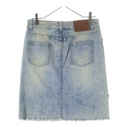 Gucci Studded Flower Denim Knee Length Skirt Indigo Blue 40 — view 2