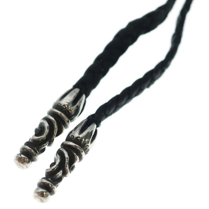 Chrome Hearts Leather Braid Scroll Necklace Black Silver — view 4