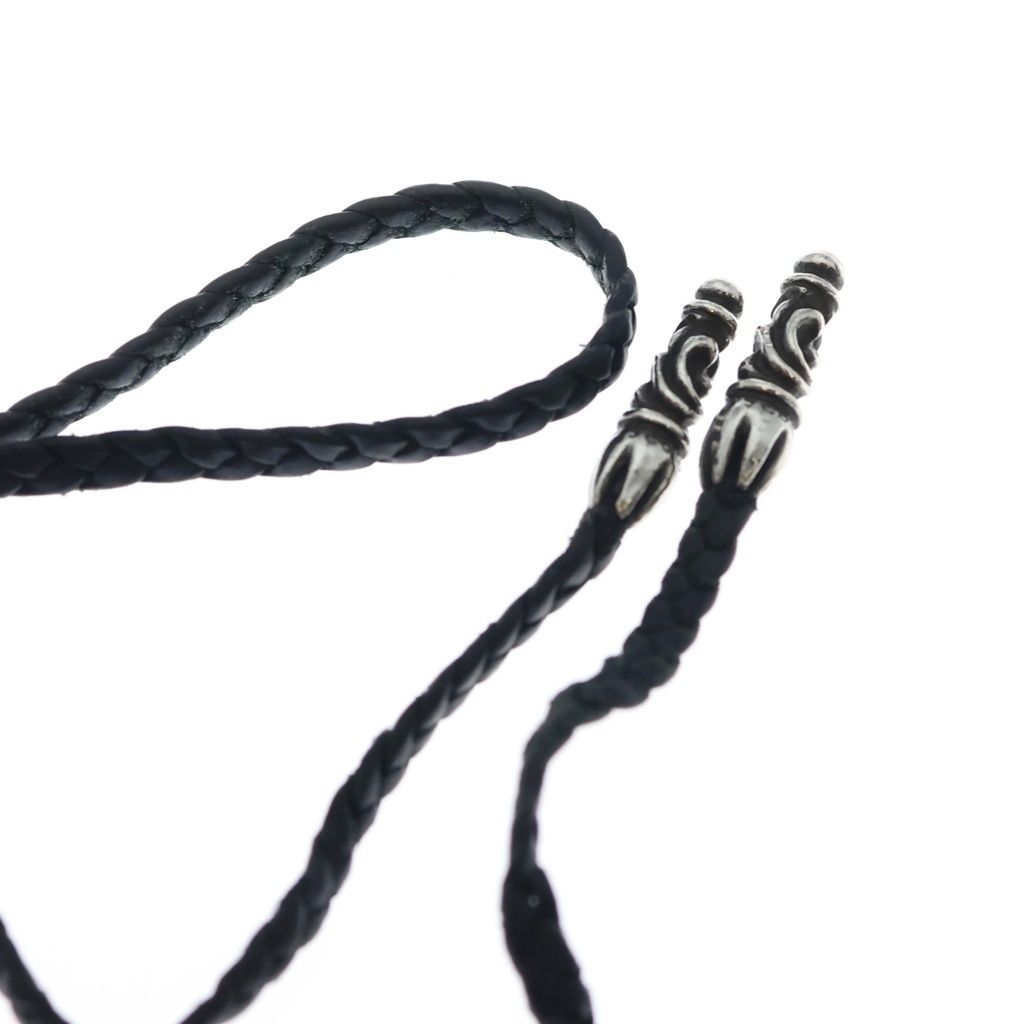 Chrome Hearts Leather Braid Scroll Necklace Black Silver — view 6