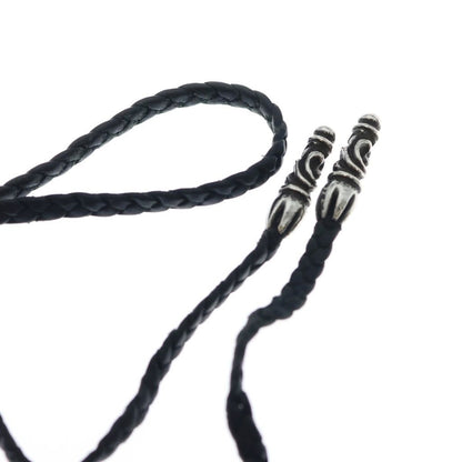 Chrome Hearts Leather Braid Scroll Necklace Black Silver — view 6