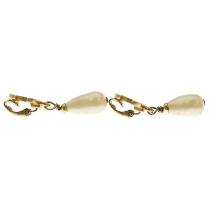 Chanel CC Logo Faux Pearl Charm Earrings Gold — view 4