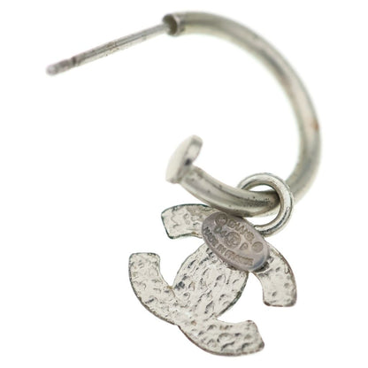 Chanel CC Logo Charm Hoop Earrings Silver — view 6