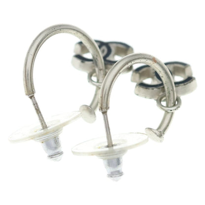Chanel CC Logo Charm Hoop Earrings Silver — view 2