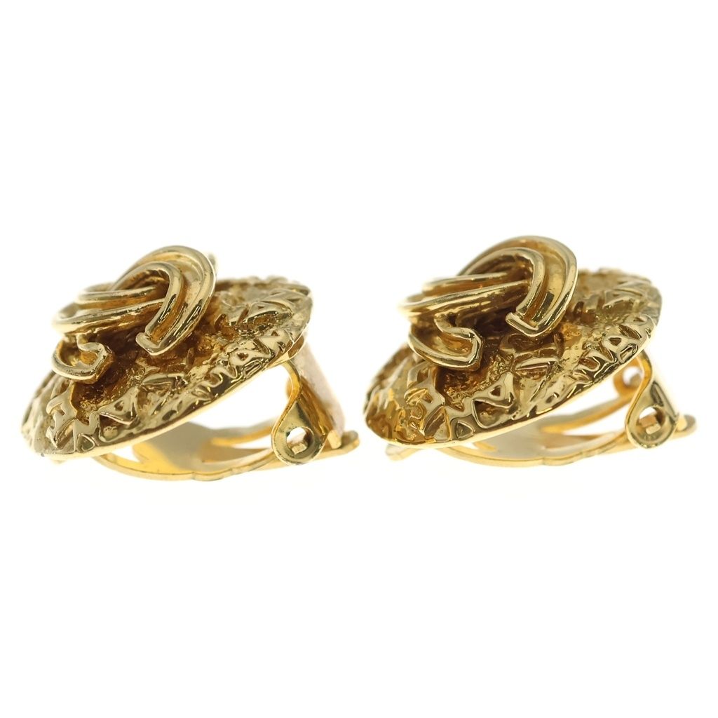 Chanel CC Logo Round Earrings Gold — view 4