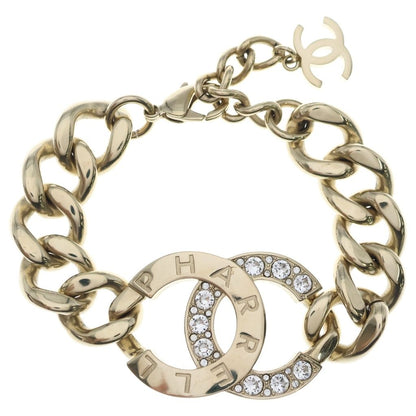 Chanel Pharrell Williams CC Logo Rhinestone Chain Bracelet Gold
