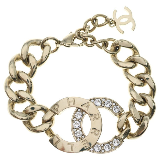 Chanel Pharrell Williams CC Logo Rhinestone Chain Bracelet Gold