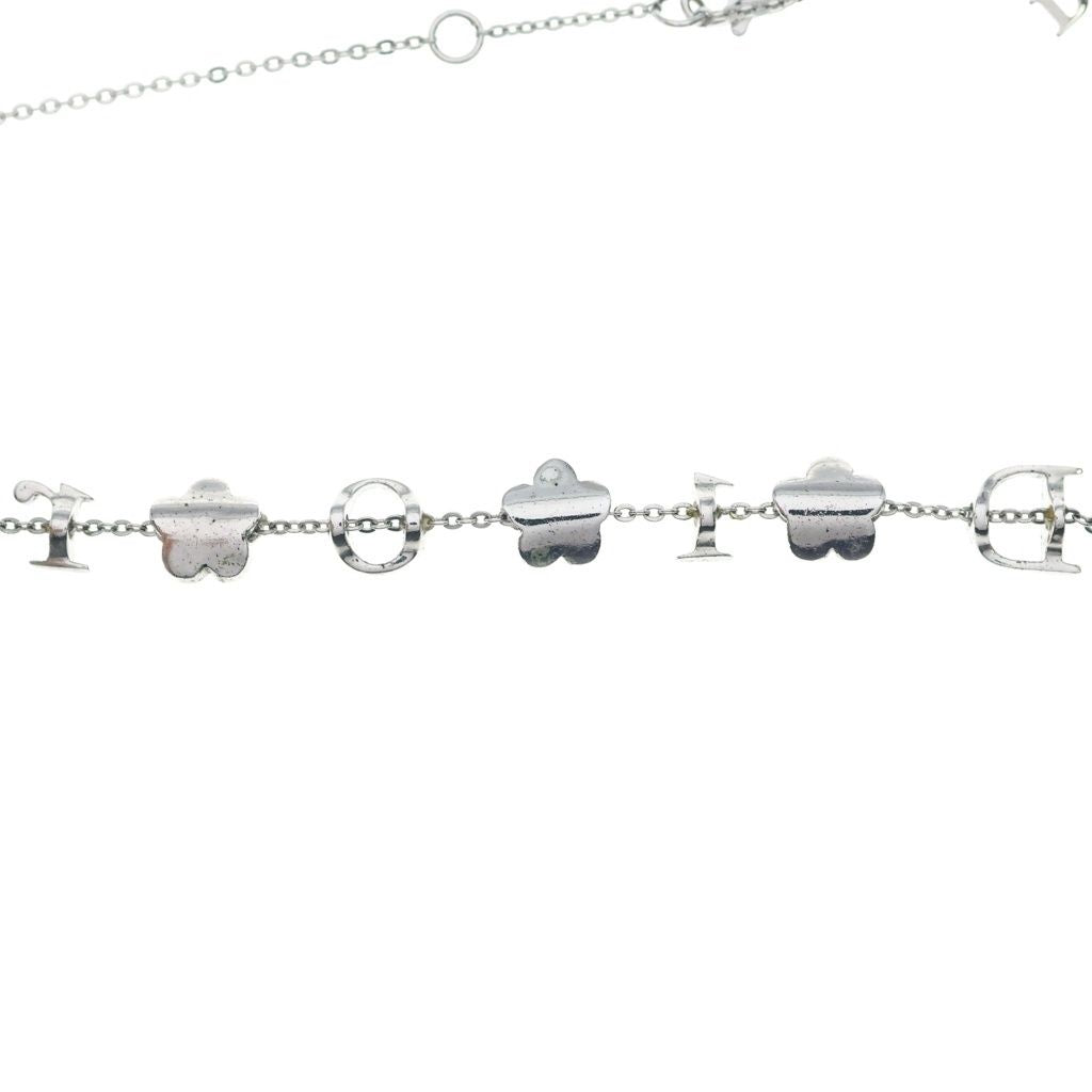 Dior Rhinestone Flower Necklace Pink Silver — view 5