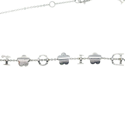 Dior Rhinestone Flower Necklace Pink Silver — view 5