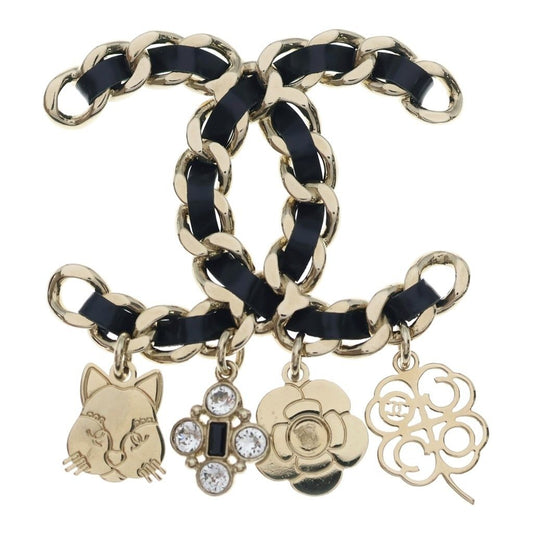 Chanel CC Logo Charm Icon Brooch Pin Badge Gold 18