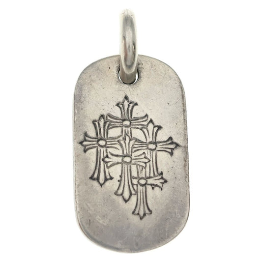 Chrome Hearts D Tag Sml Small Dog Tag Cemetery Gray Gold Silver Pendant