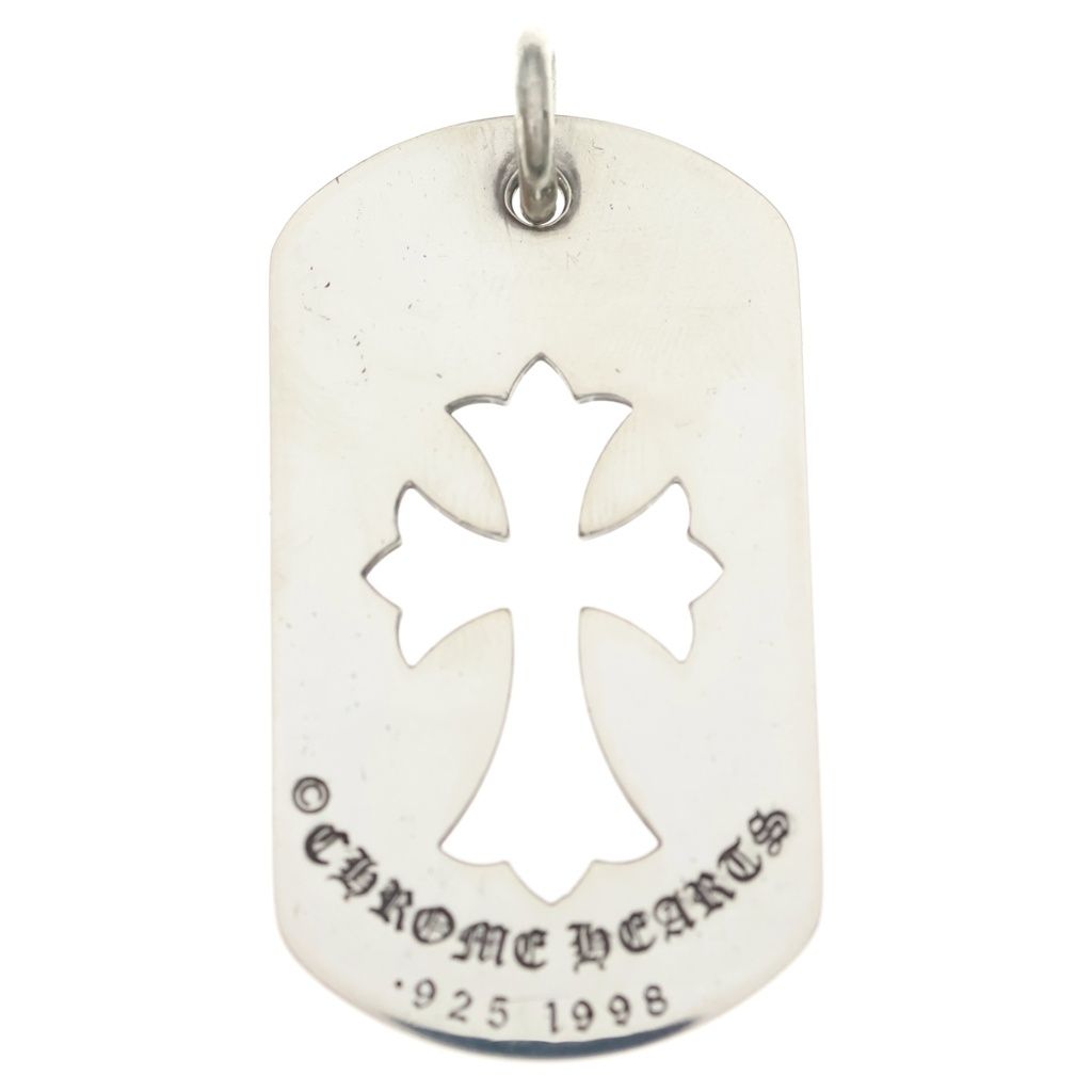 Chrome Hearts D Tag Lrg CO Crs Cutout Cross Dog Tag Large Pendant Silver — view 2