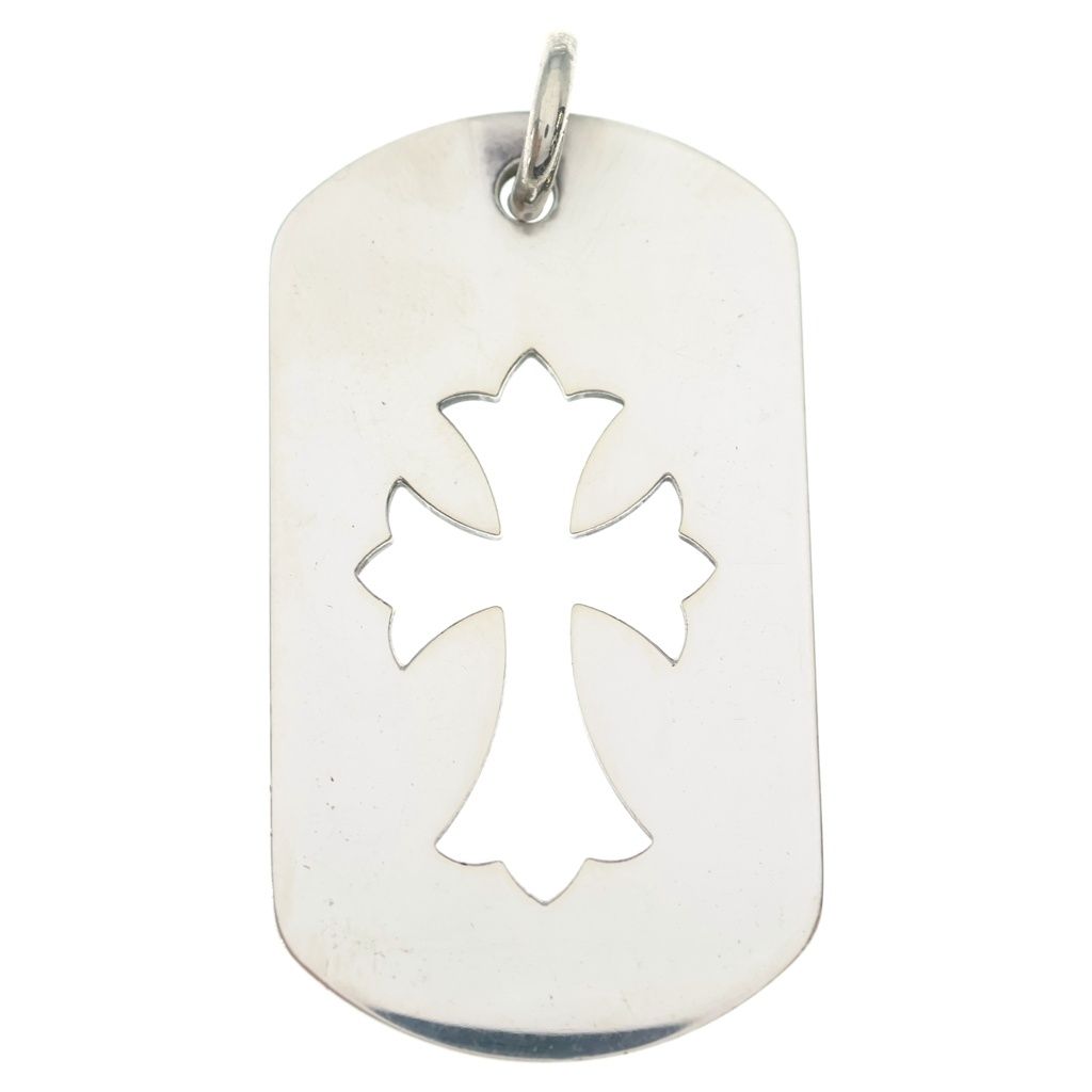 Chrome Hearts D Tag Lrg CO Crs Cutout Cross Dog Tag Large Pendant Silver