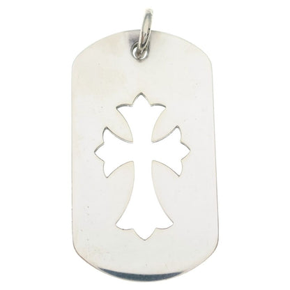 Chrome Hearts D Tag Lrg CO Crs Cutout Cross Dog Tag Large Pendant Silver