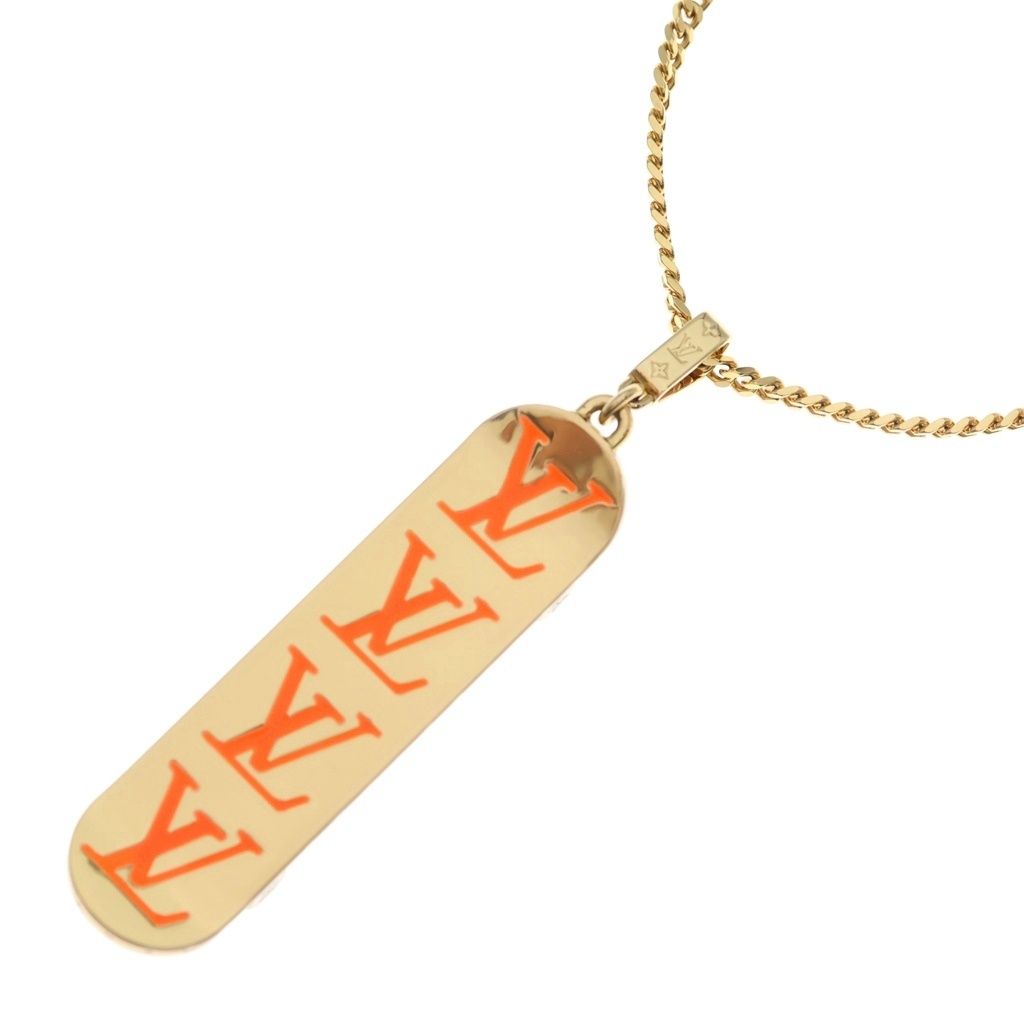 Louis Vuitton Pendant Skateboard Chain Necklace Gold