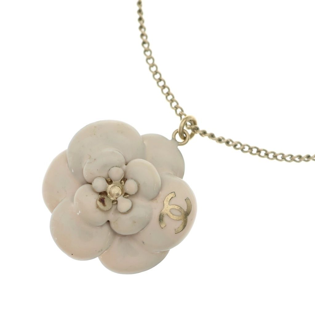 Chanel Camellia Pendant Chain Gold Beige