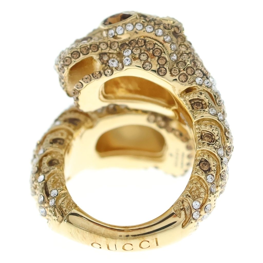 Gucci Duonisos Rhinestone Ring Gold #xs — view 2