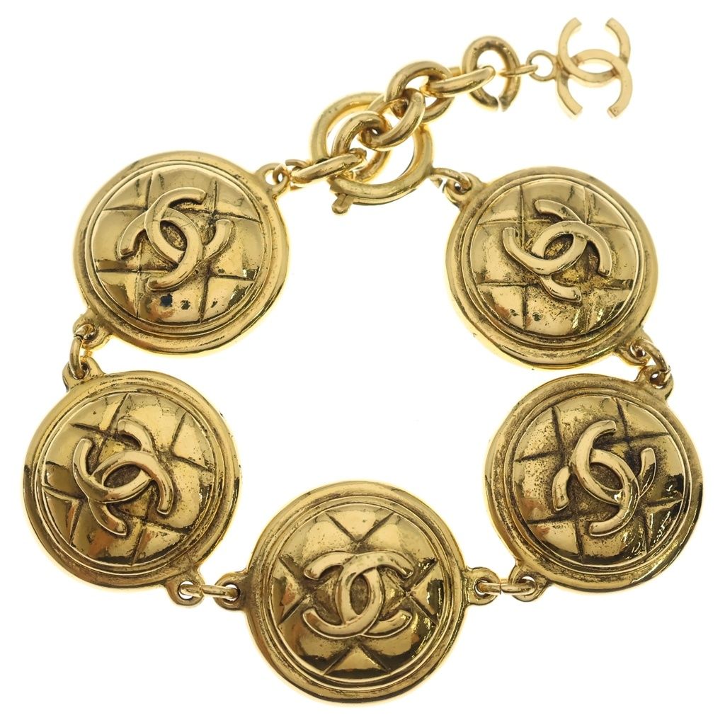 Chanel Quilted CC Logo Bracelet Gold
