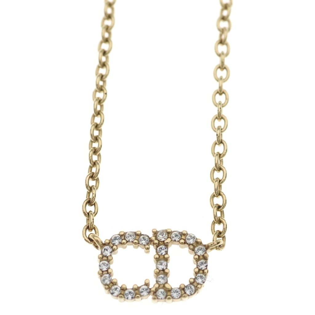 Tiffany & Co CD Logo Rhinestone Pendant Chain Gold — view 3