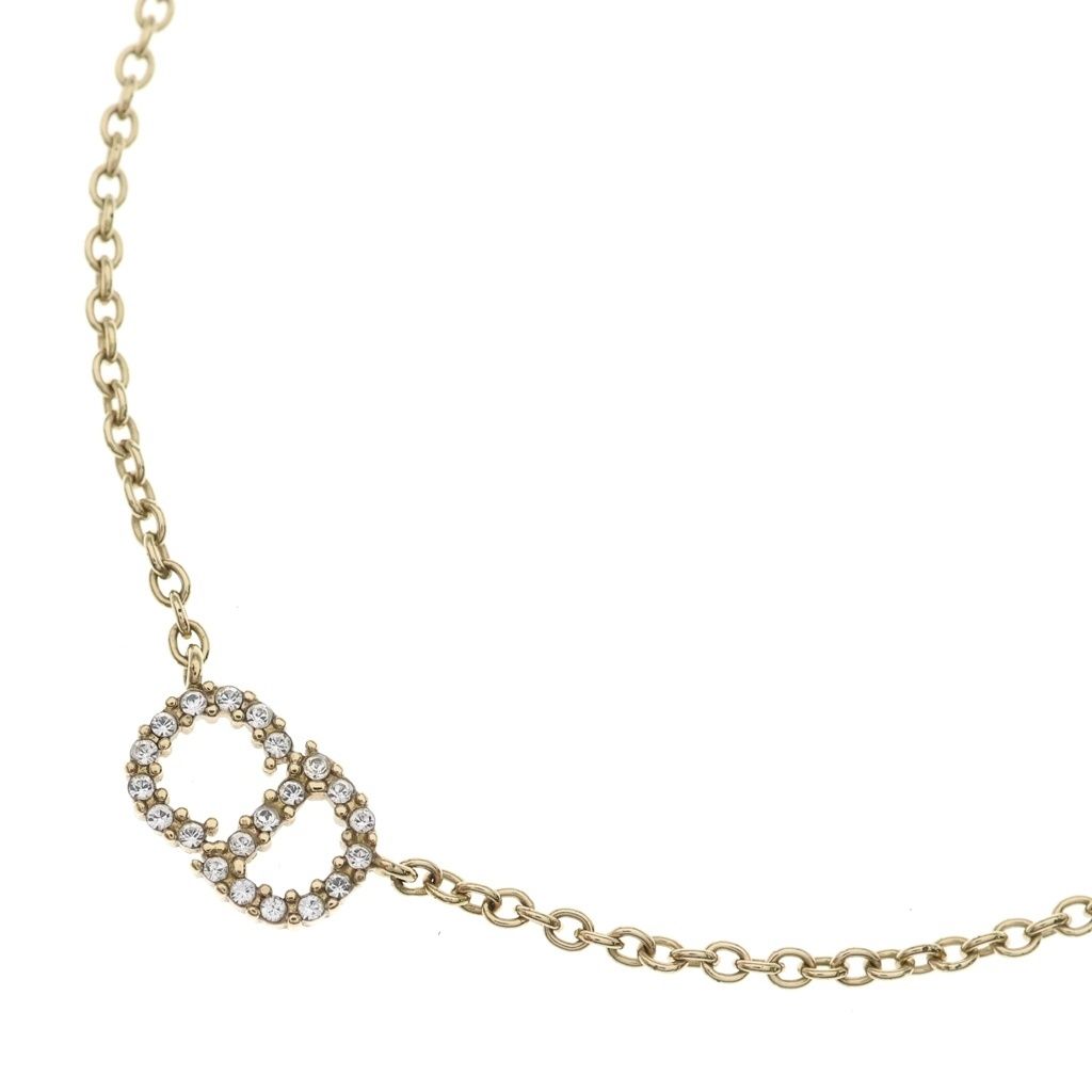 Tiffany & Co CD Logo Rhinestone Pendant Chain Gold