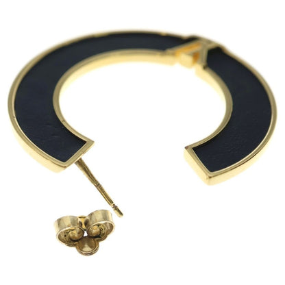 Louis Vuitton LV Round Earrings Black Gold Leather — view 6