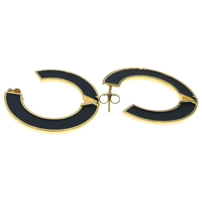 Louis Vuitton LV Round Earrings Black Gold Leather — view 4