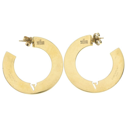 Louis Vuitton LV Round Earrings Black Gold Leather — view 2